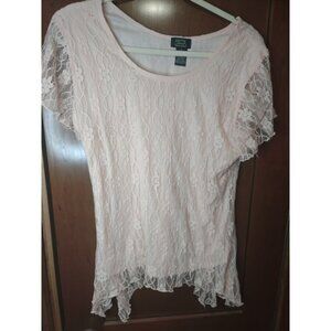 Shannon Ford New York Top Light Pink Allover Lace  Size XL